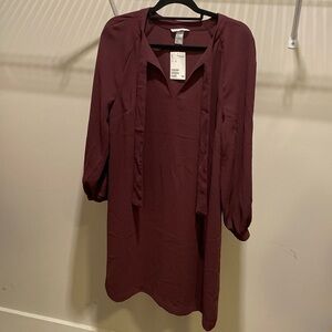 Plum Colored Puffer Sleeve Dress
